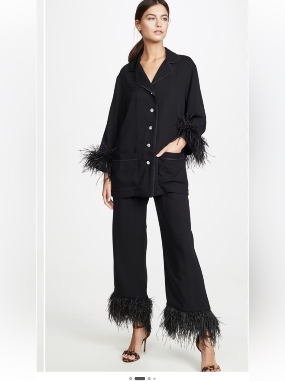 Sleeper Ostrich feather Party Pajamas Set black S
